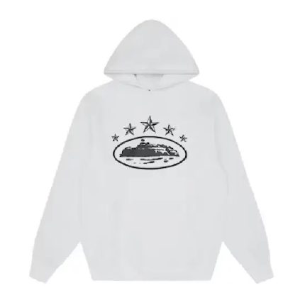 Corteiz 5 Starz Alcatraz Hoodie White